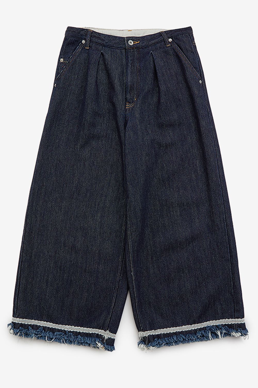 Lace tape denim wide slacks / レーステープ デニム ワイドスラックス