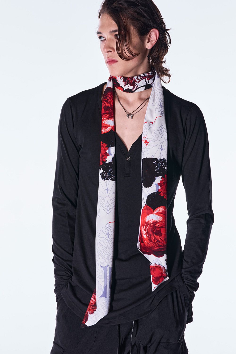 Goth Flora Suede Satin Stole / ゴス フローラ スエード サテン ストール