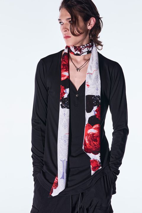 Goth Flora Suede Satin Stole / ゴス フローラ スエード サテン ストール