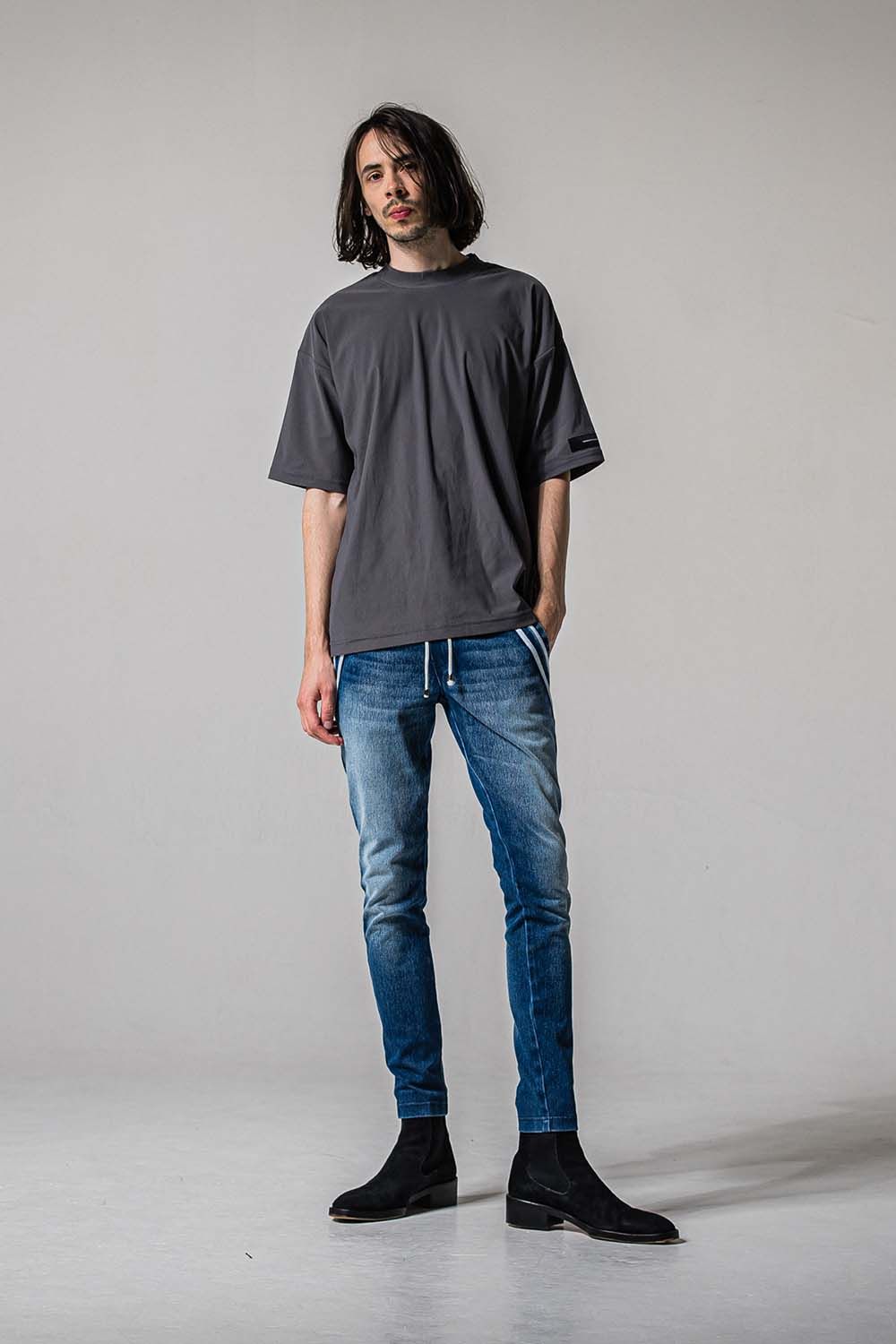 EX DENIM JERSEY EDGE PT / デニム ジャージ エッジ ラインパンツ