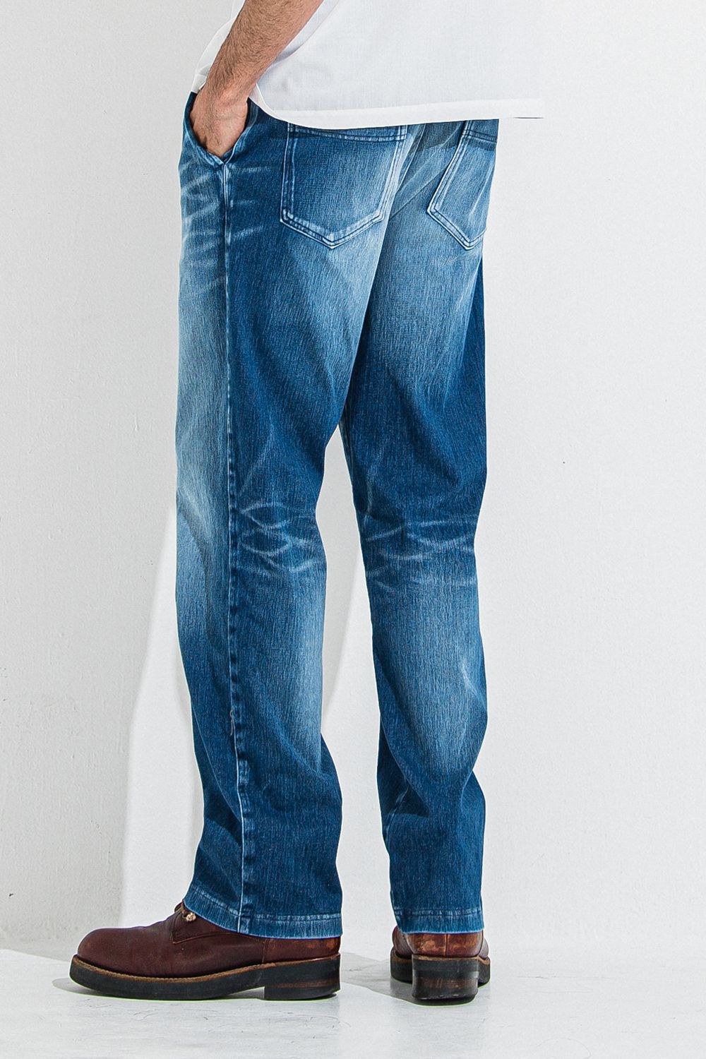 DENIM JERSEY WIDE PT / デニム ジャージ ワイド パンツ