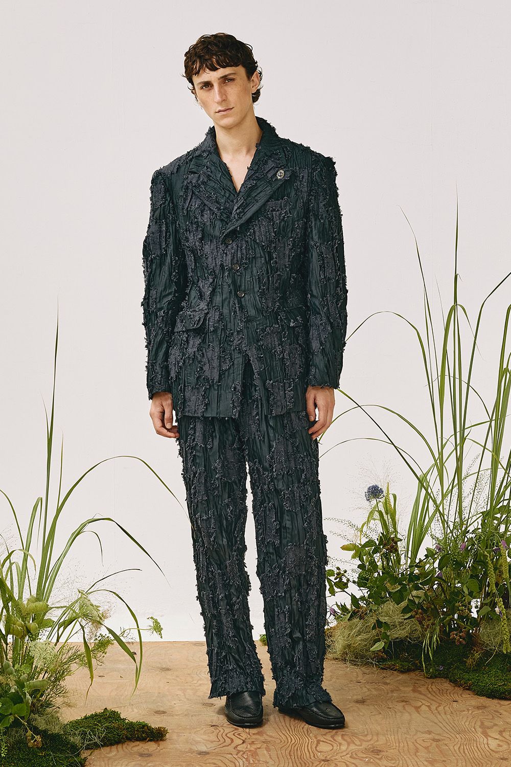 Pleats cut jucquared JKT / プリール カット ジャガード ジャケット