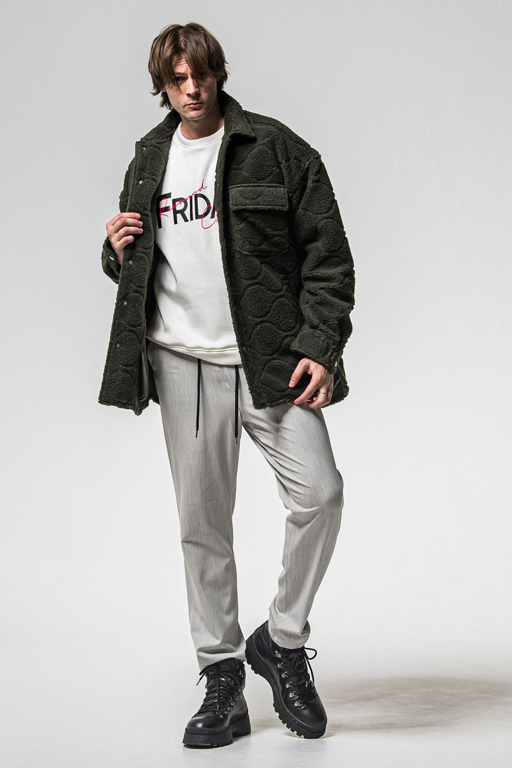 FRIDAY OLD LOGO VELOURS FLEECE TRINER / FRIDAYコラボ オールドロゴ 裏ベロアフリーストレーナー