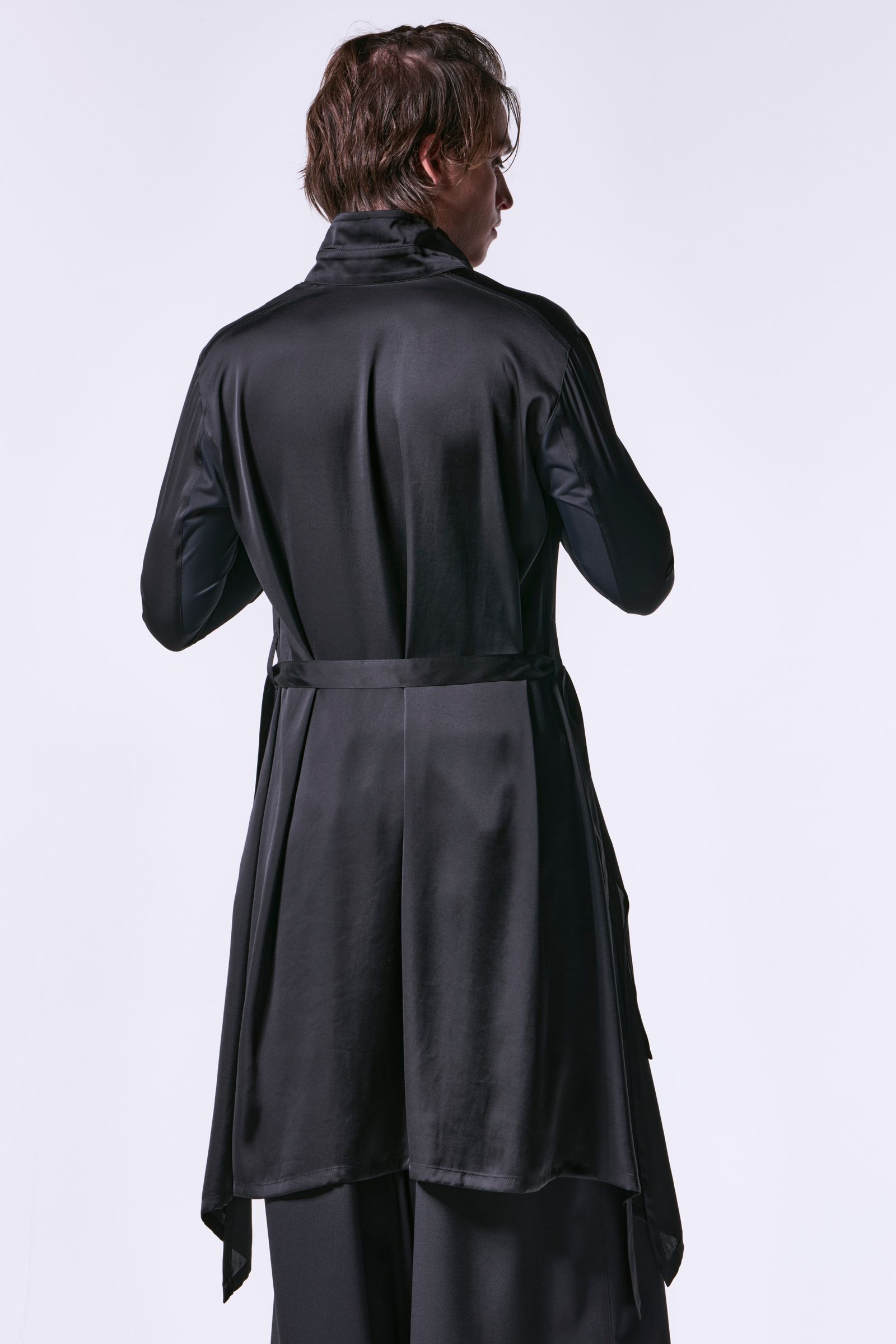 kiryuyrik - Vintage Satin Stand Collar Flare Shirt