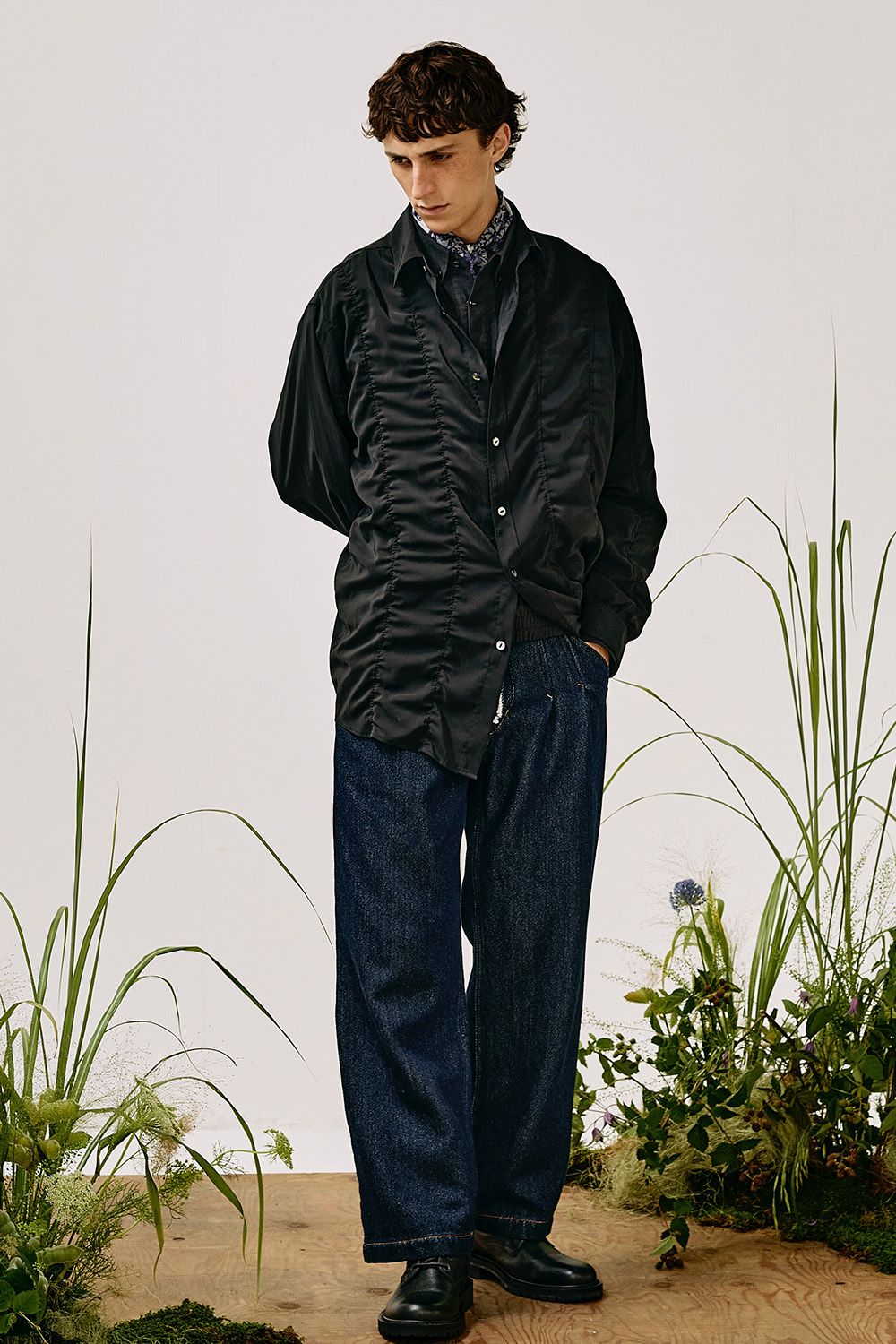 Cotton linen short length shirt / コットン リネン ショートレングス シャツ