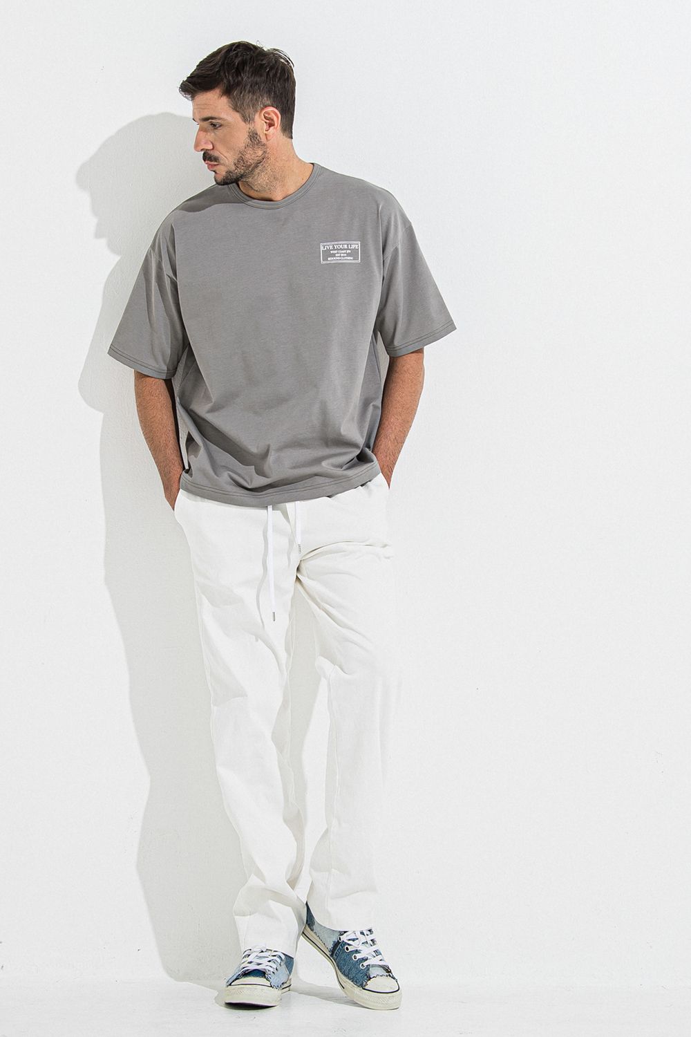 DENIM JERSEY WIDE PT / デニム ジャージ ワイド パンツ
