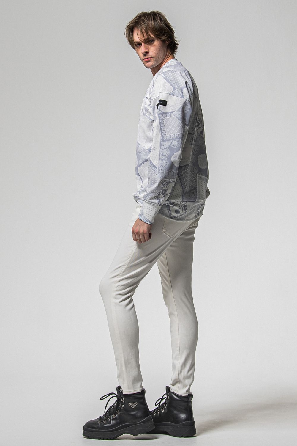 PAISLEY BACK FLEECE DROP TRAINER / 裏起毛 ペイズリー柄 ルーズトレーナー