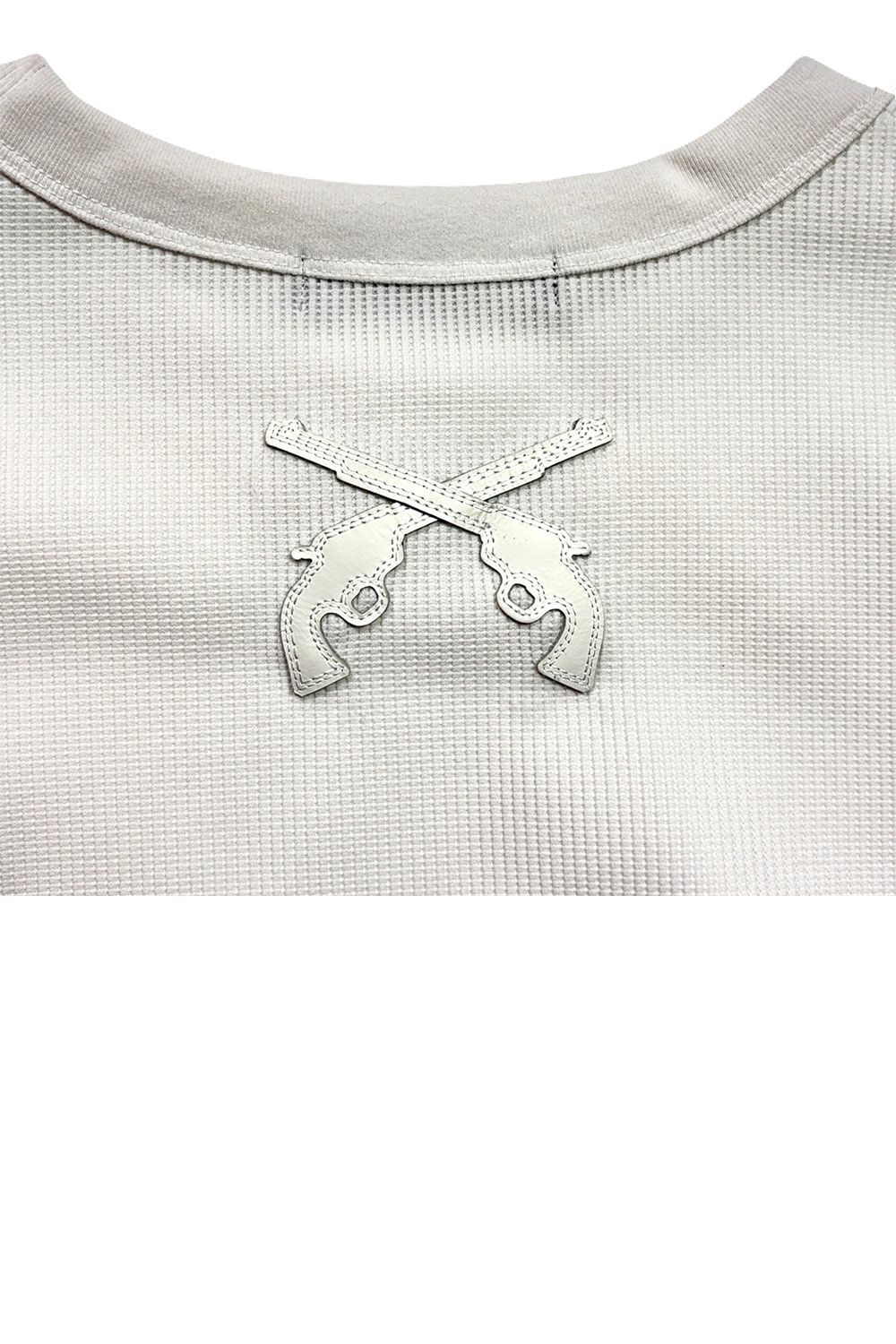 WAFFLE/MESH GUNPATCH / ワッフル メッシュ レイヤード ロングスリーブT レザークロスガンパッチ