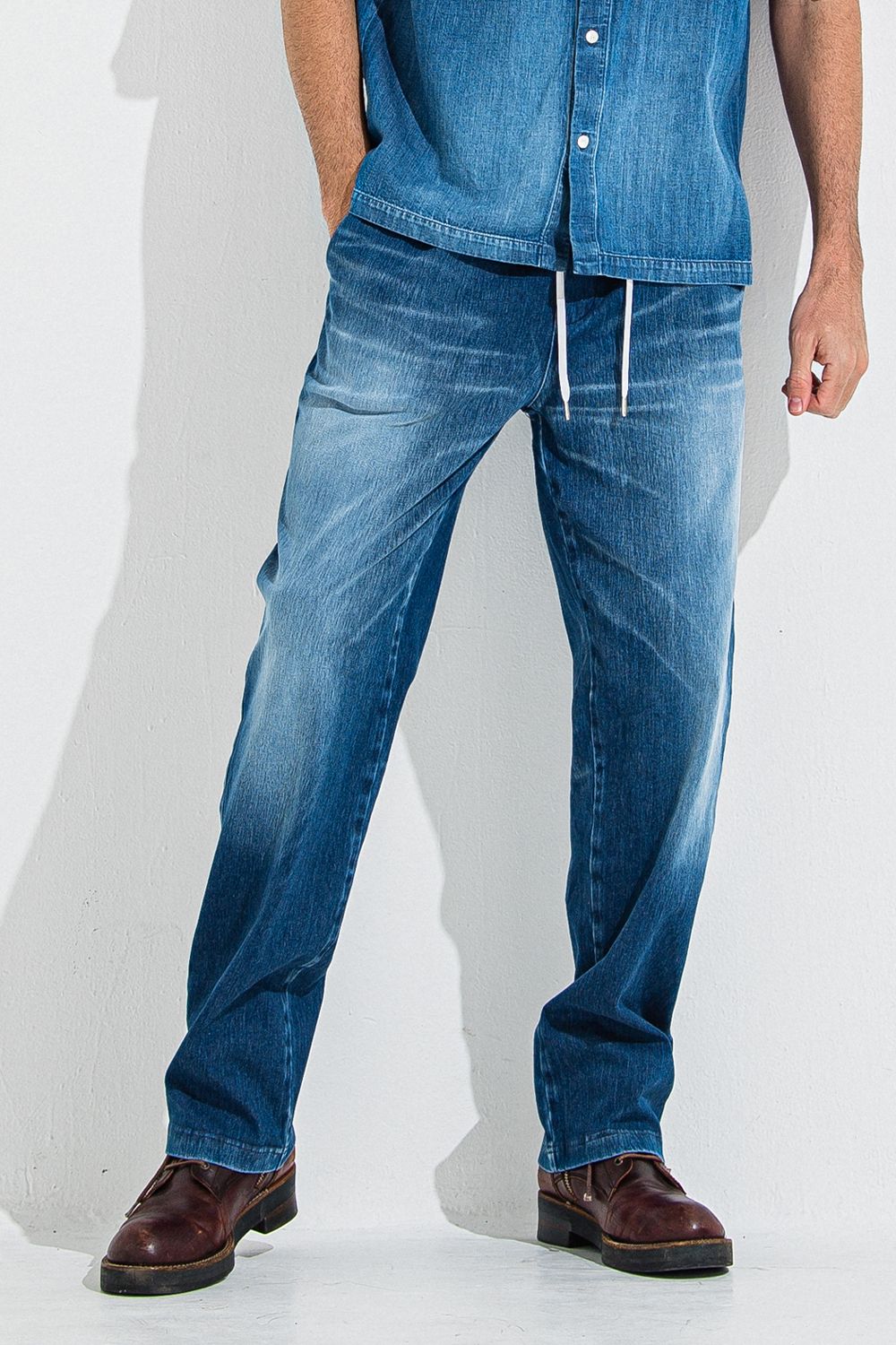 DENIM JERSEY WIDE PT / デニム ジャージ ワイド パンツ