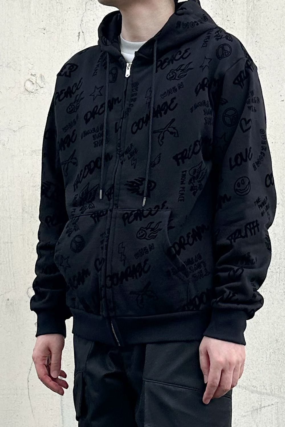 FLOCKY PRINT HOODIE / フロッキー プリント フーディー
