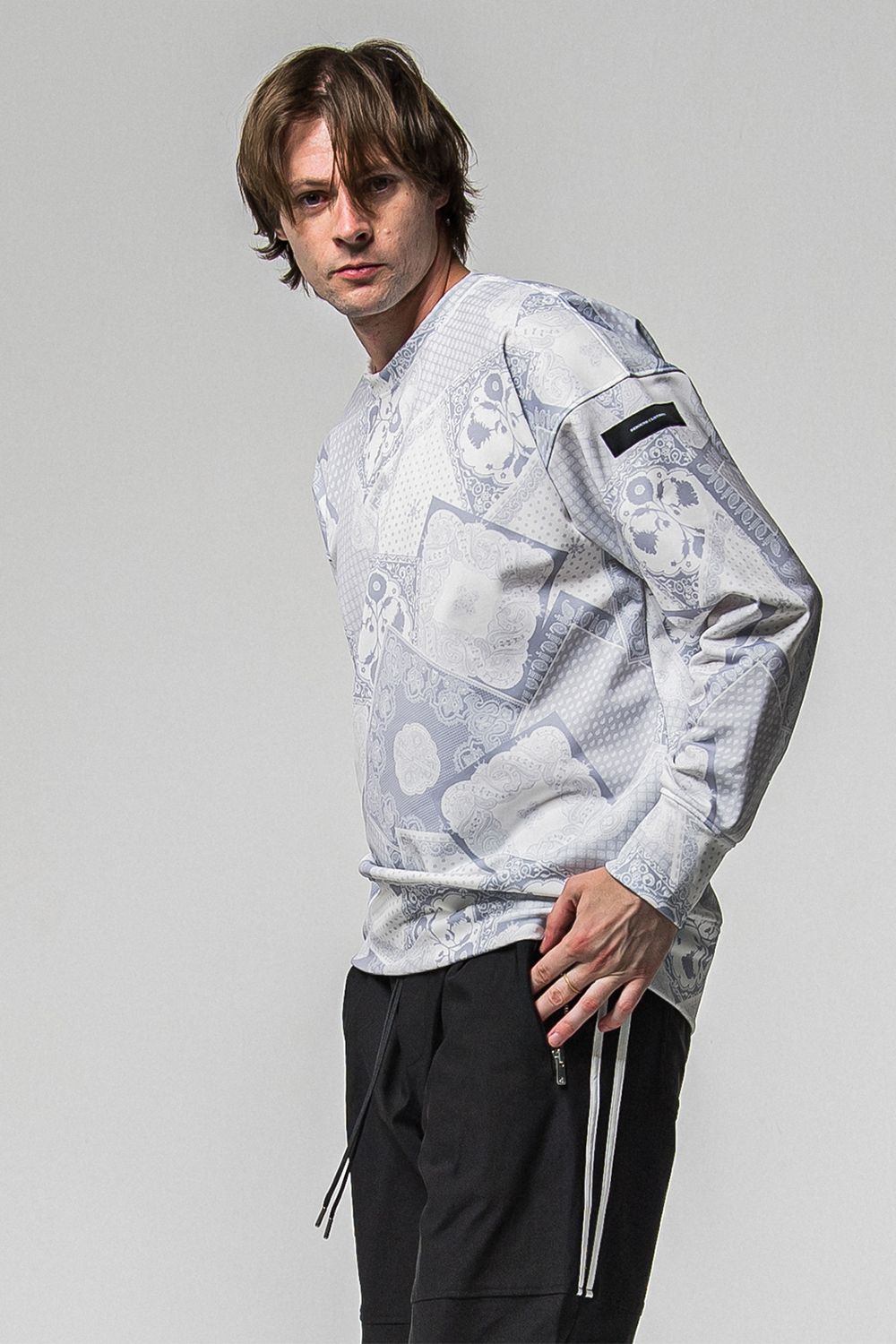 PAISLEY BACK FLEECE DROP TRAINER / 裏起毛 ペイズリー柄 ルーズトレーナー