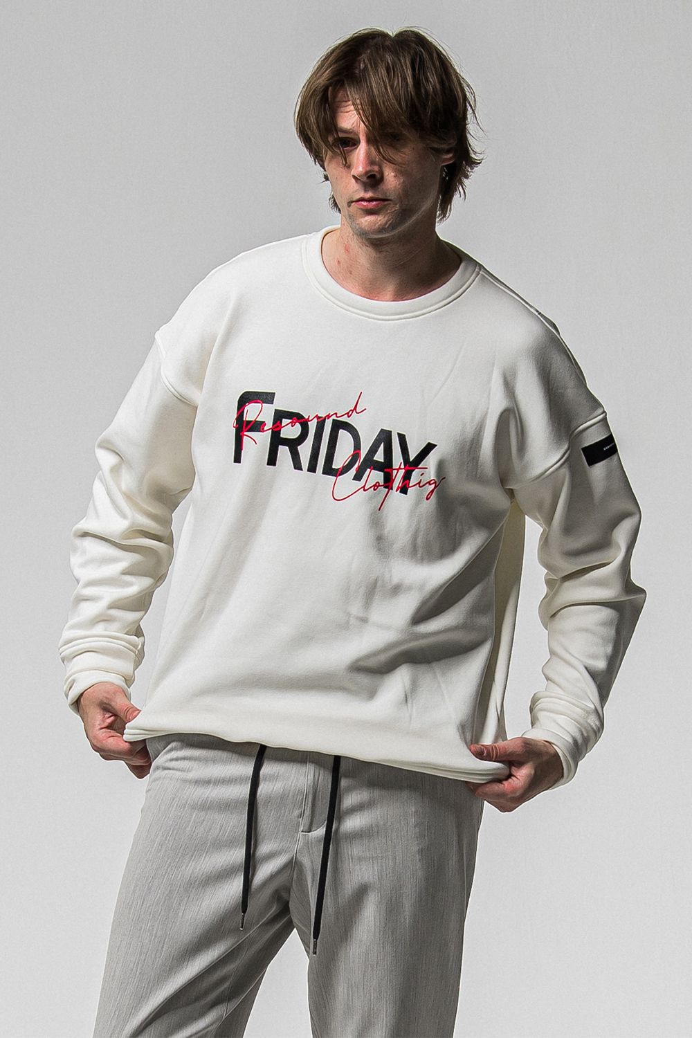 FRIDAY OLD LOGO VELOURS FLEECE TRINER / FRIDAYコラボ オールドロゴ 裏ベロアフリーストレーナー
