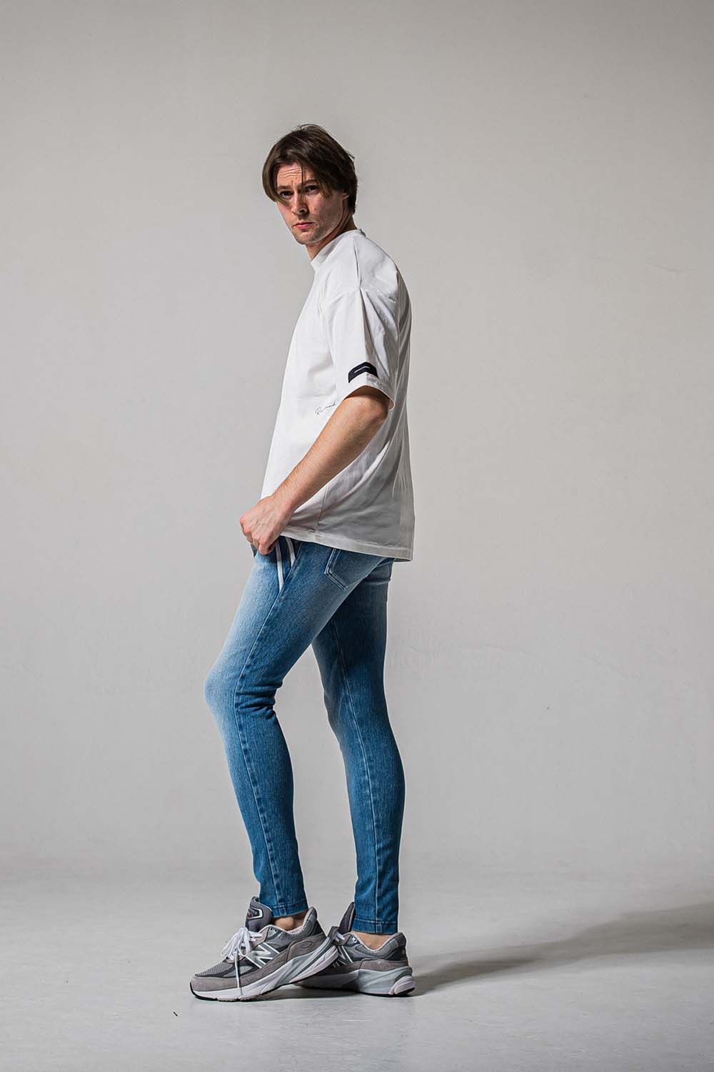 EX DENIM JERSEY EDGE PT / デニム ジャージ エッジ ラインパンツ