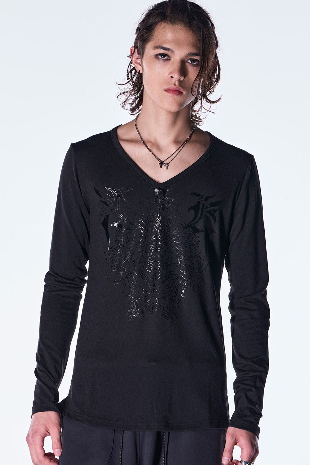 BEA TENJIKU V Neck T-Shirt / ベア天竺 Vネック ロングスリーブ Tシャツ