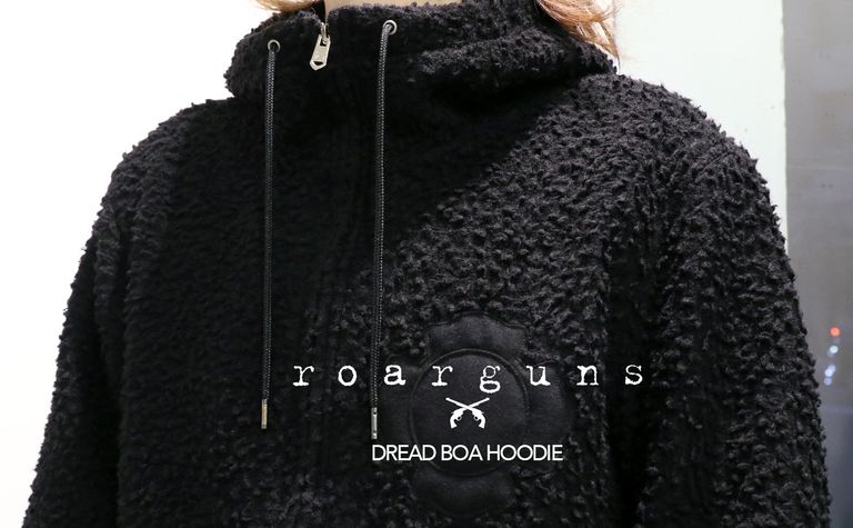 roarguns、新作ジップパーカを着用にてご紹介！冬らしい見た目と保温性のあるアイテム”DREAD BOA HOODIE”