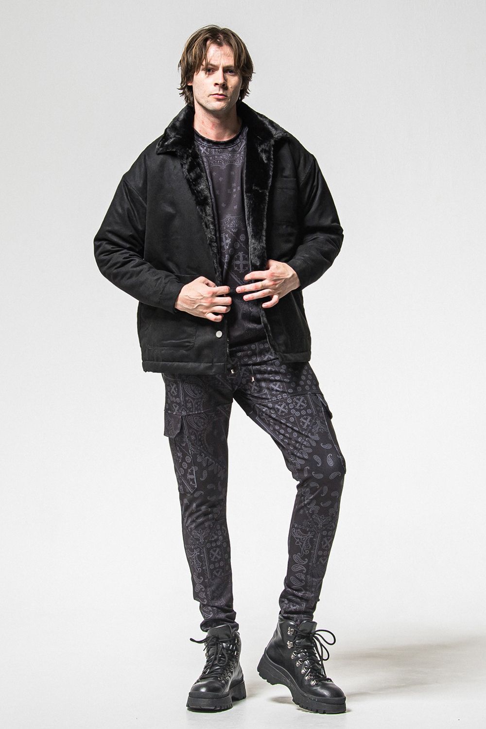 PAISLEY BACK FLEECE DROP TRAINER / 裏起毛 ペイズリー柄 ルーズトレーナー