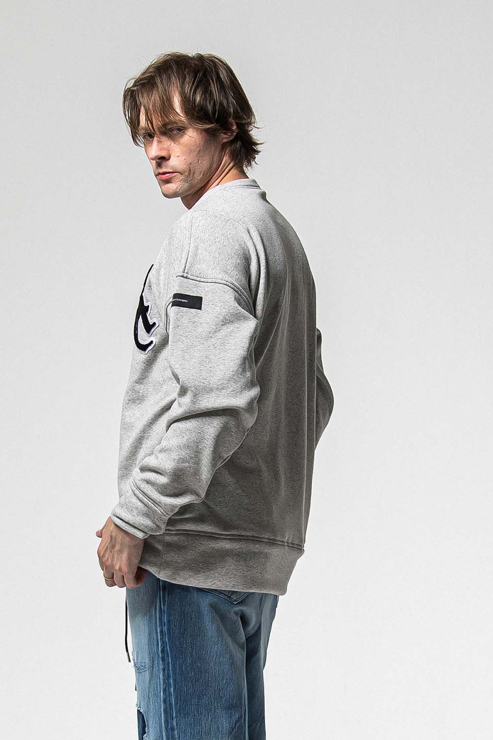 RC CHENILLE VELOURS FLEECE DROP TRINER / RC サガラ刺繍ワッペン ベロア フリース ドロップ トレーナー