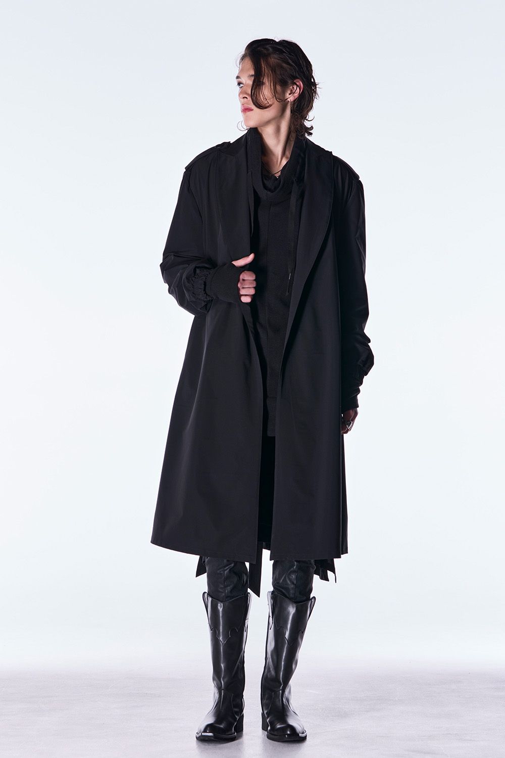 Taffeta Drape Chester Coat / タフタ ドレープ チェスターコート