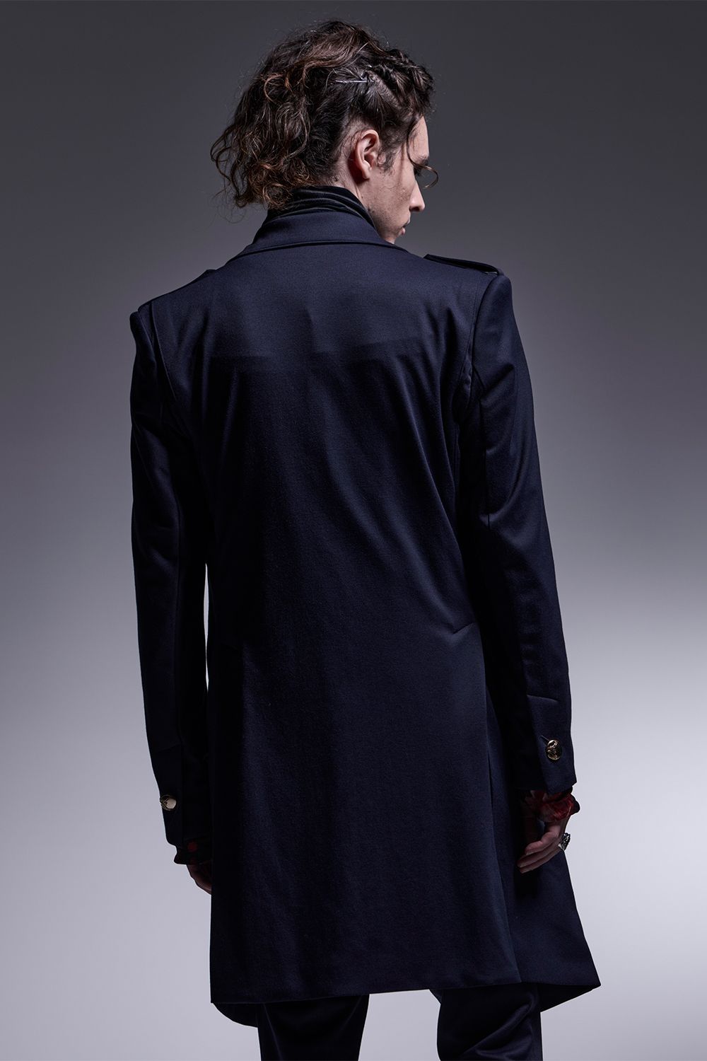 Kersey Jersey Epaulet Peaked Long Jacket / カルゼジャージー  エポーレットロングジャケット