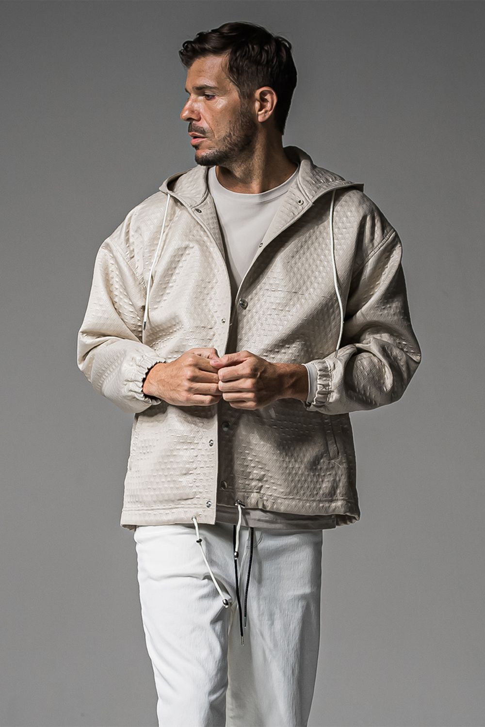 QUILTING COACH HOODIE / キルティング コーチジャケットパーカー