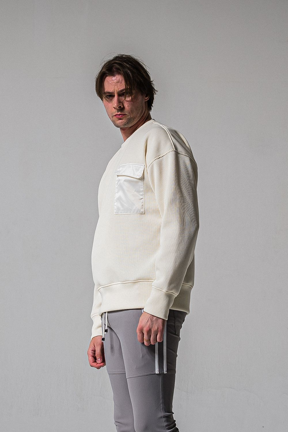 AZE MILITARY DROP TRAINER / 畔編み ミリタリー ドロップ トレーナー