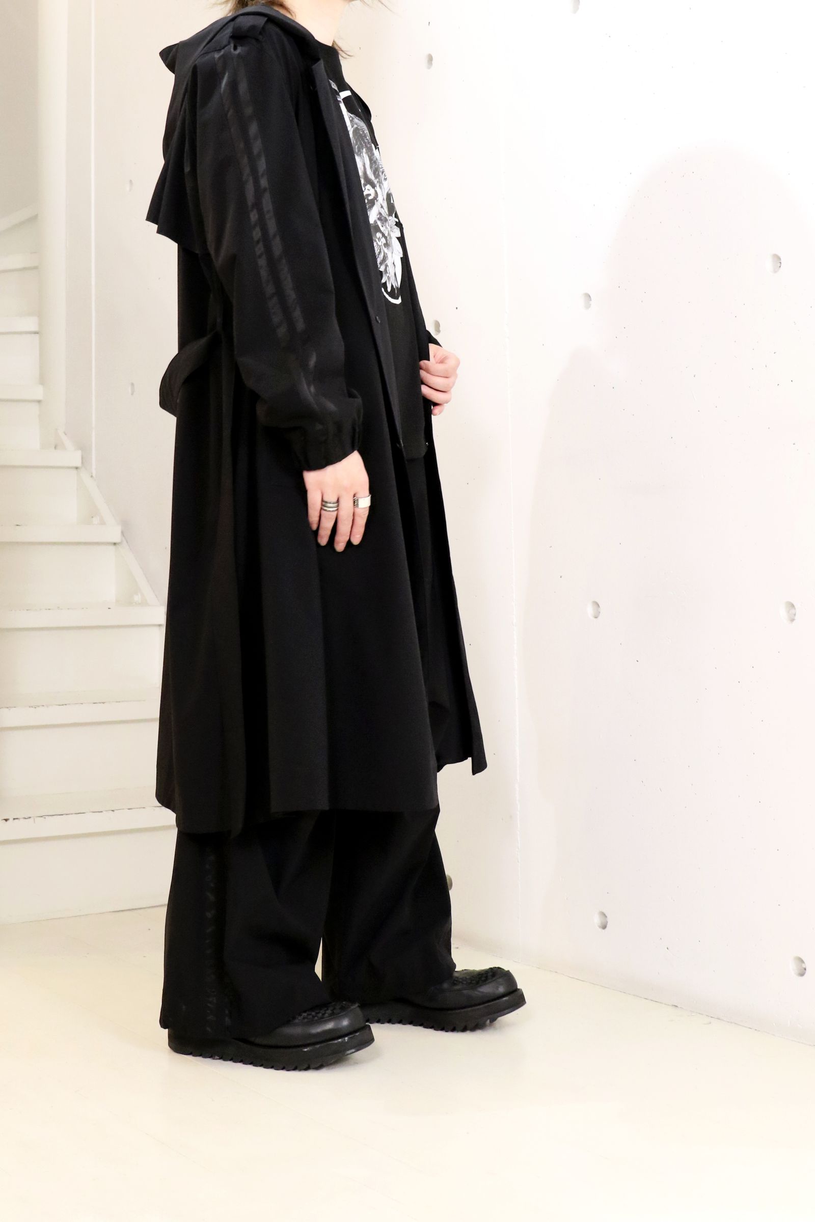 Sustainable Tuffeta Line Big Silhouette Hoodie / ライン ビッグシルエット フーディー