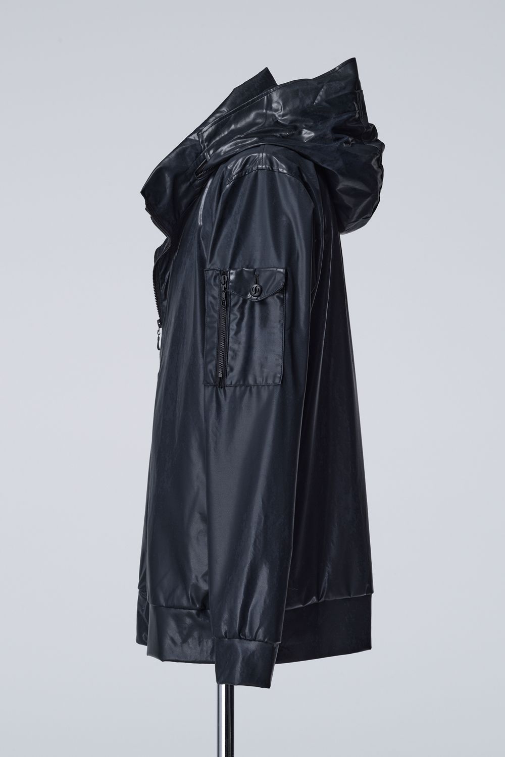 Cross Dot Wet Print Stand Collar Zip Blouson
