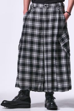 Black & White Check Sharring Wide Tuck Cargo / チェック シャーリングワイドタックカーゴパンツ