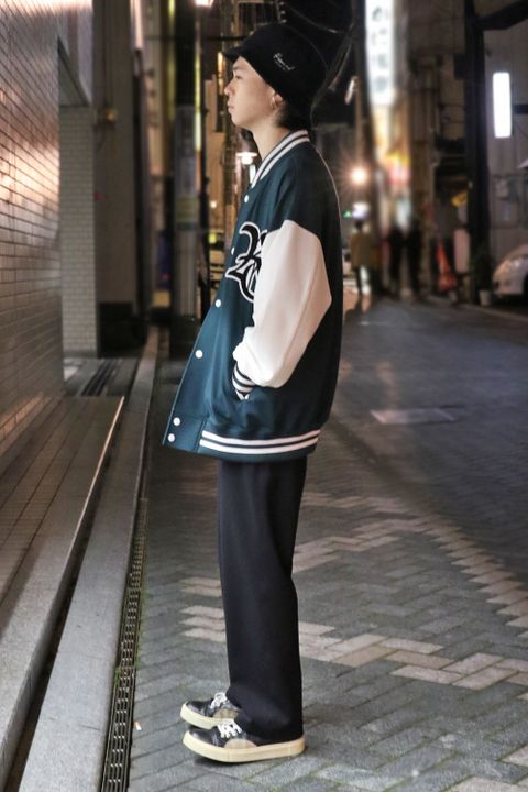 RESOUND CLOTHING 好評中の”RC Jersey OVER VARSITY JACKET”スタイル