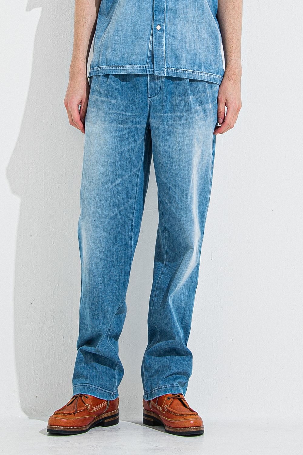 DENIM JERSEY WIDE PT / デニム ジャージ ワイド パンツ