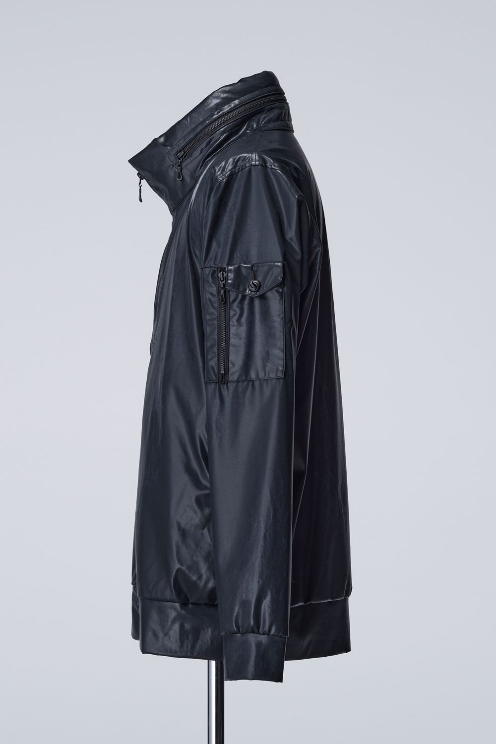 Cross Dot Wet Print Stand Collar Zip Blouson