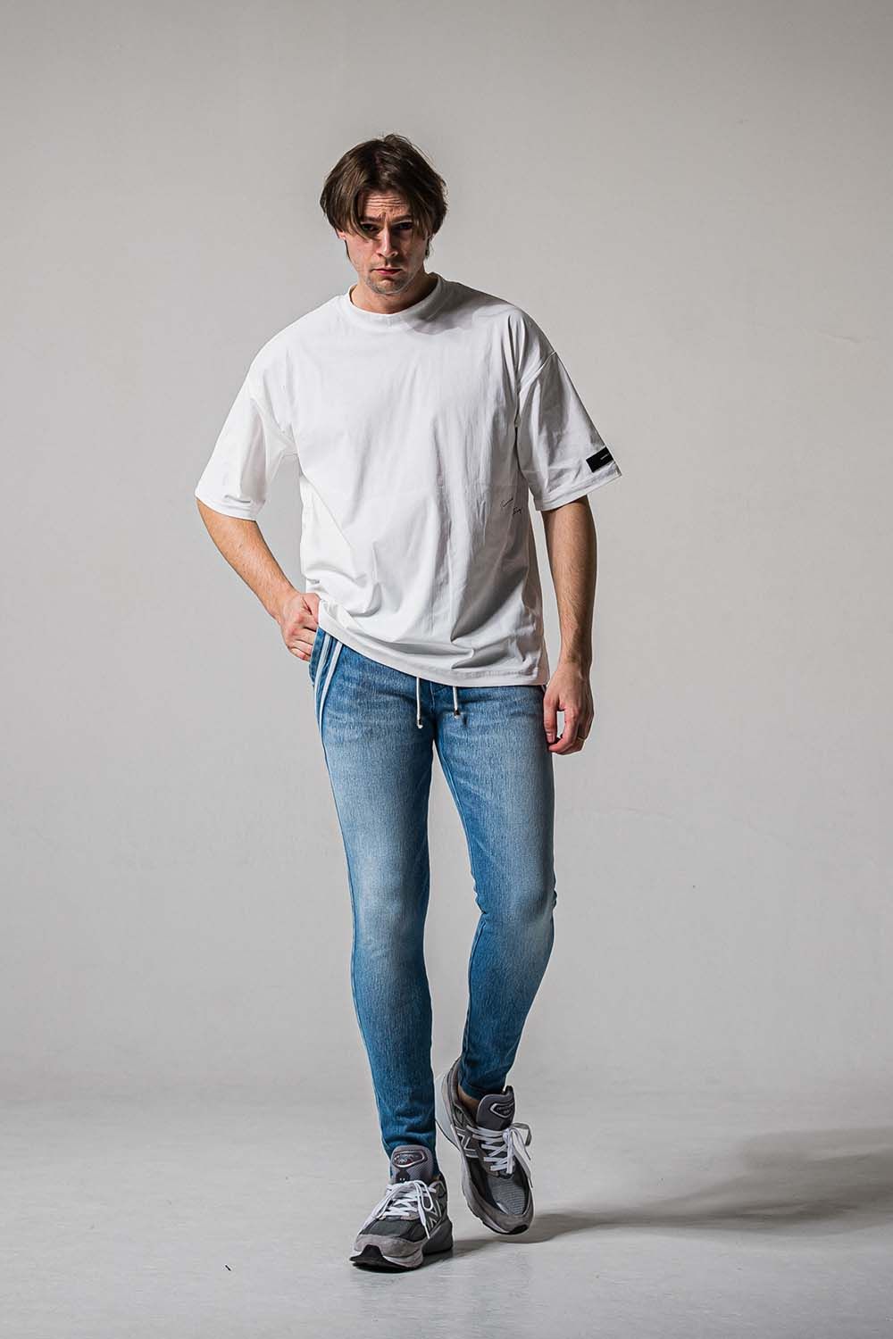 EX DENIM JERSEY EDGE PT / デニム ジャージ エッジ ラインパンツ