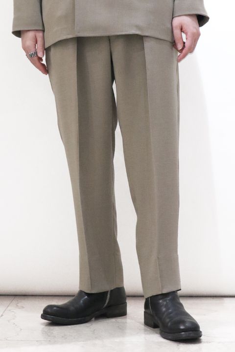 MELANGE TWILL SHIRRING TROUSERS / メランジ ツイル シャーリング トラウザーズ