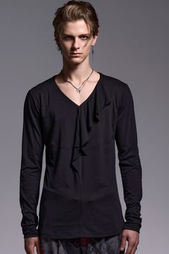 BEATENJIKU W-Frill-V-Neck-T / ベア天竺 Wフリル VネックTシャツ