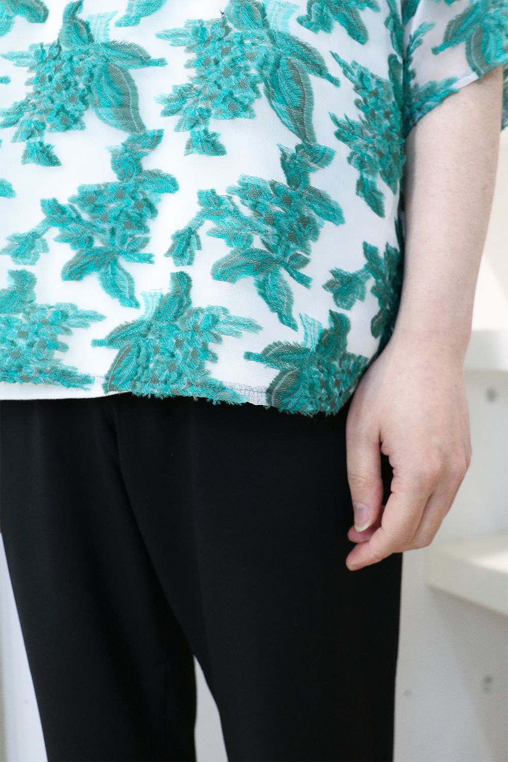 Mesh jaquard skipper shirt / メッシュ ジャガード スキッパー シャツ