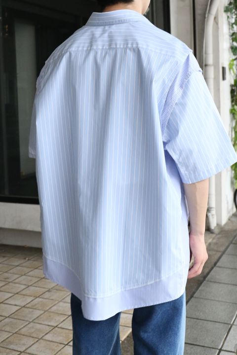 夏におすすめのN.HOOLYWOODの再構築ハーフスリーブシャツ＆デニムの爽やかブルースタイル