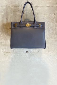 TOTE(M) GREY × GOLD METAL - SMOOTH LEATHER / トート(M)