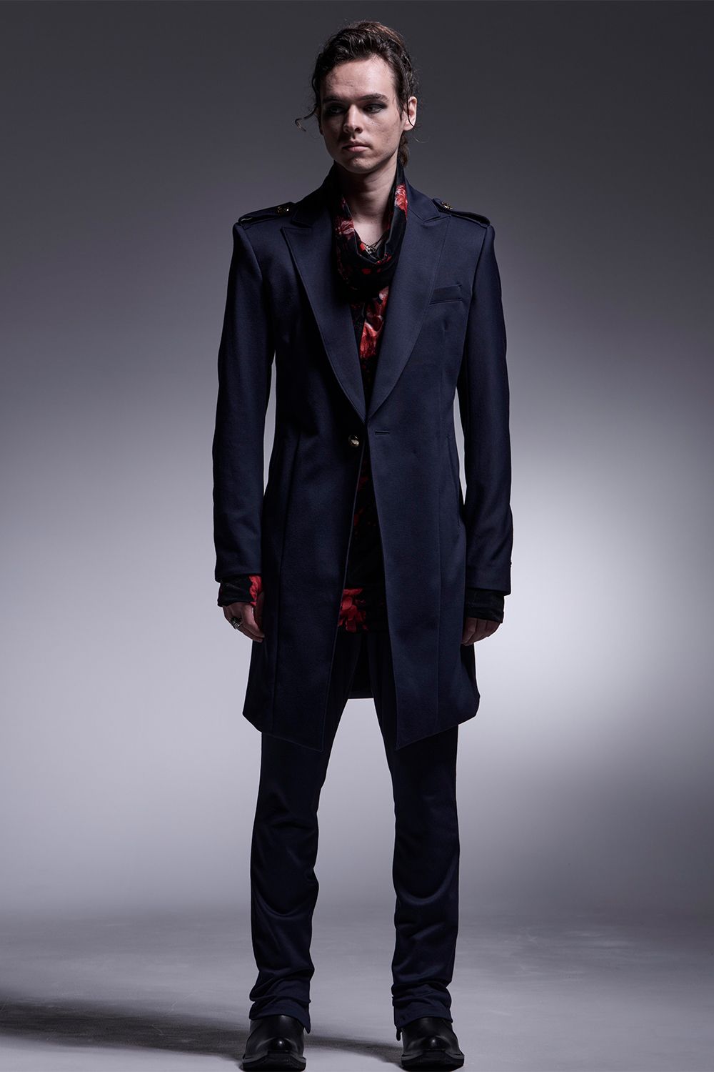 Kersey Jersey Epaulet Peaked Long Jacket / カルゼジャージー  エポーレットロングジャケット