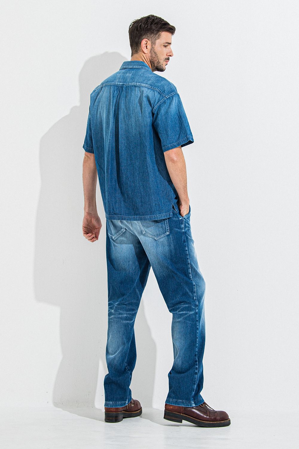 DENIM JERSEY WIDE PT / デニム ジャージ ワイド パンツ