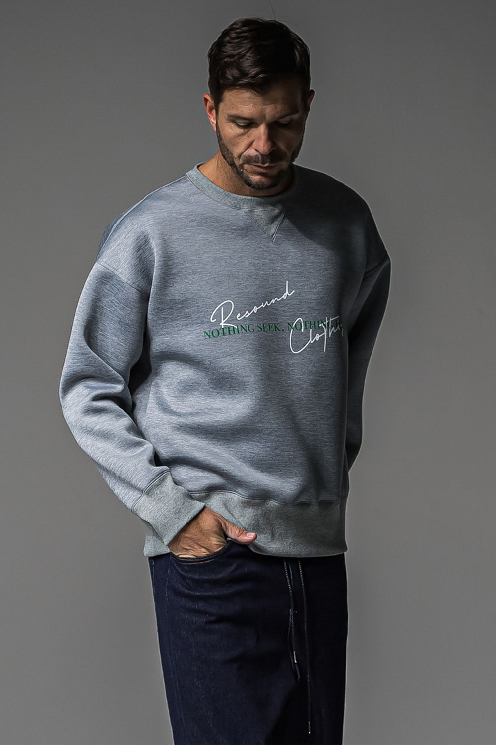 HD NOTHING DROP TRAINER / ドロップショルダー メッセージプリント ルーズトレーナー