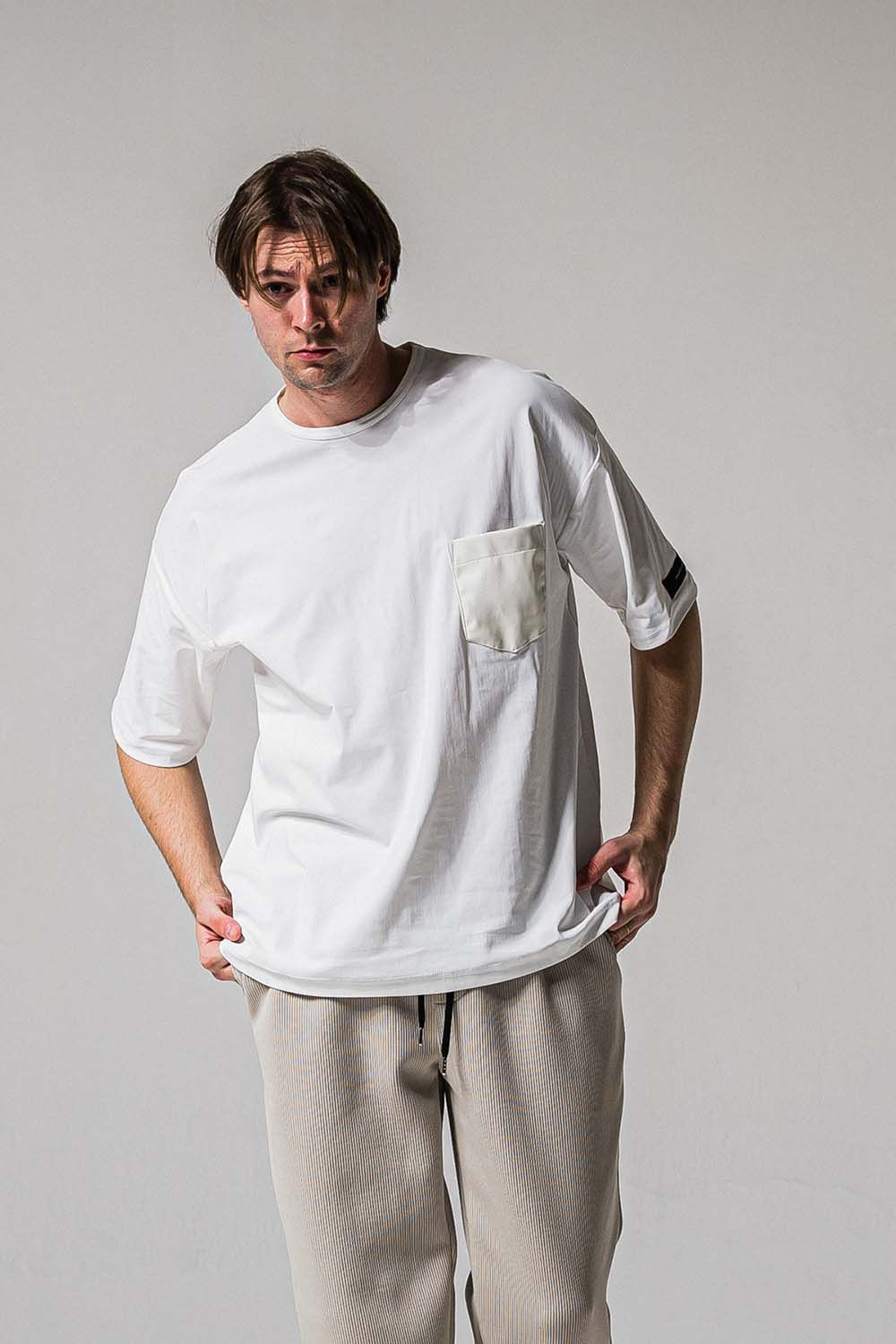 LEATHER POCKET OVER NYLON T / レザーポケット オーバー ナイロン Tシャツ