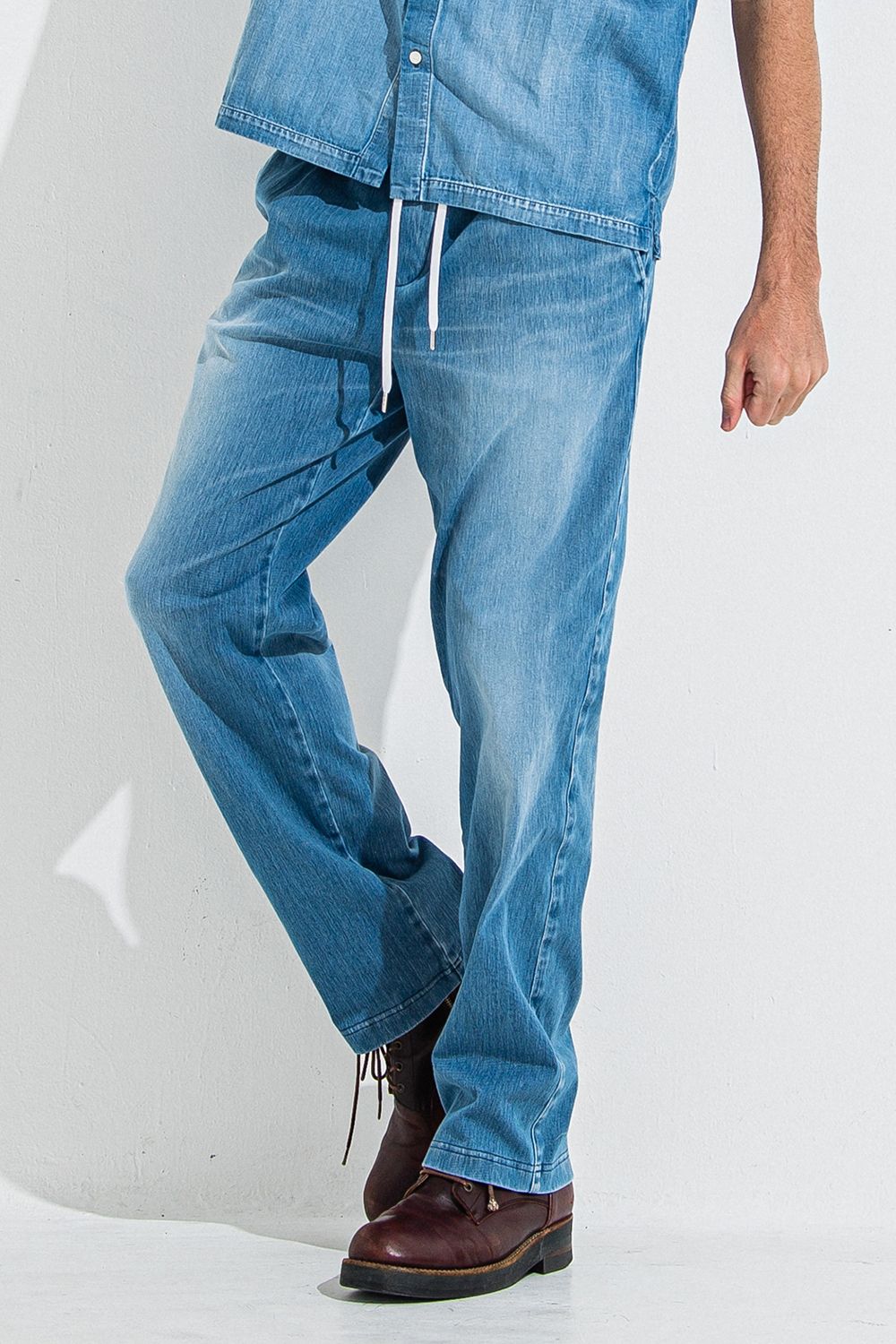 DENIM JERSEY WIDE PT / デニム ジャージ ワイド パンツ