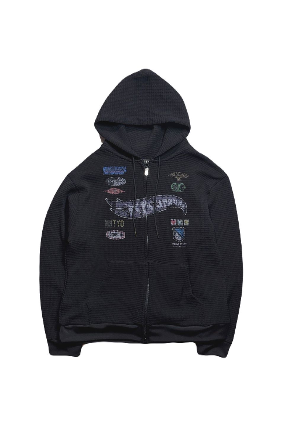 PRINT WAFFLE HOODIE / プリント ワッフル フーディ