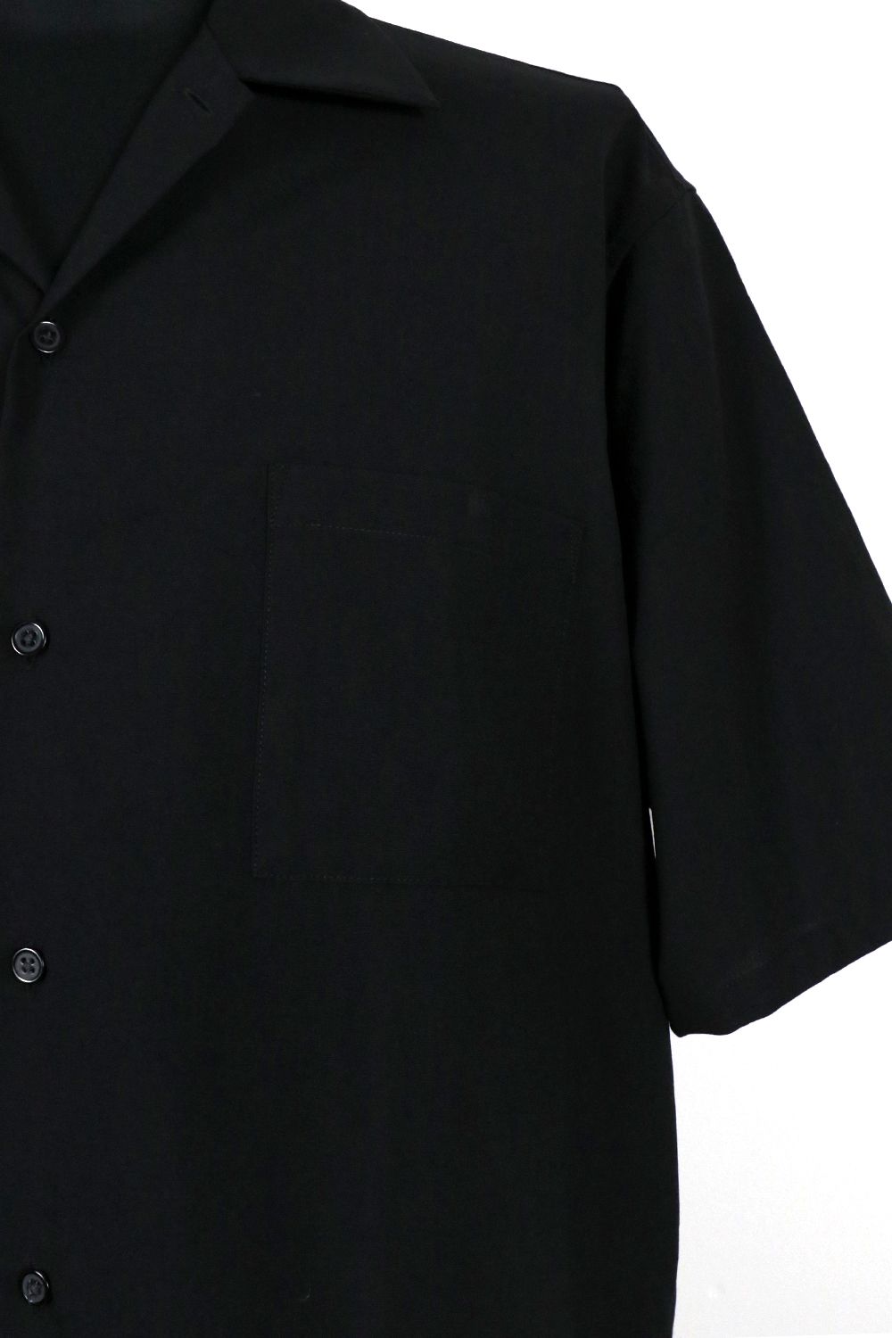 TUMBLED WOOL TROPICAL OPEN COLLAR SHIRT S/S / タンブル ウール トロピカル オープンカラー ショートスリーブ シャツ