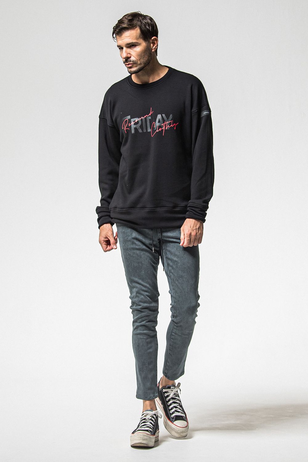 FRIDAY OLD LOGO VELOURS FLEECE TRINER / FRIDAYコラボ オールドロゴ 裏ベロアフリーストレーナー