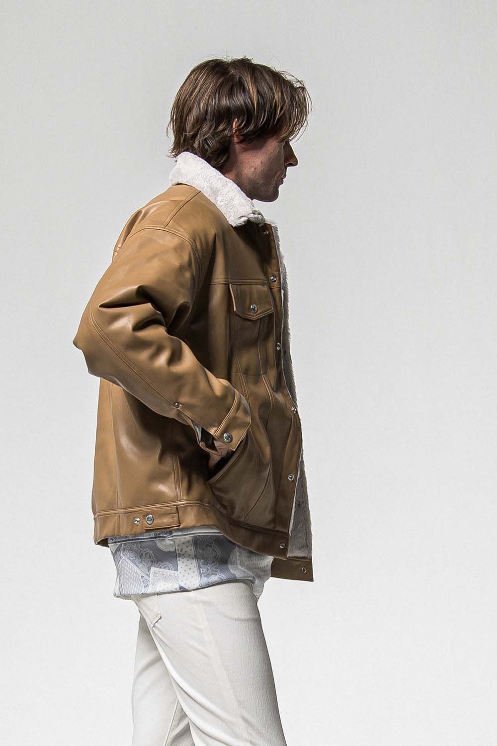 LEATHER FUR OVER G  / レザー ファー オーバー Gジャン