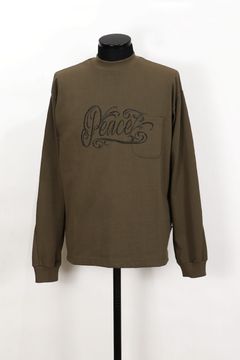 POCKET L/S T PEACE / ポケット ロングスリーブ モックネック Tシャツ ピース メタルスタッズ