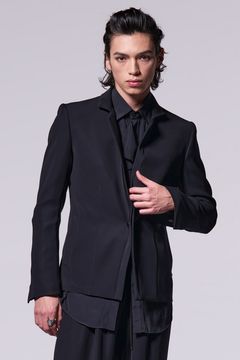W-Satin Suede Stand Collar Short Jacket / ダブルサテン スエード スタンドカラー ショート ジャケット