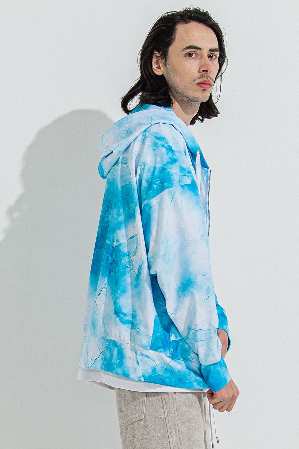 RASH OVER ZIPUP HOODIE / オーバーサイズ ジップアップ ラッシュガード パーカー