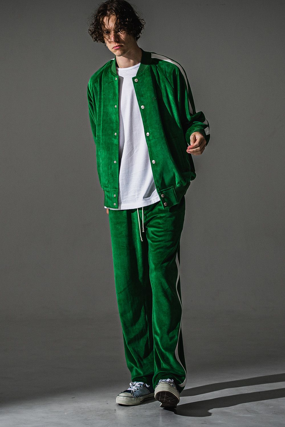 VELOUR SEMI WIDE TUCK PANTS / ベロア セミワイド ワイド タック パンツ